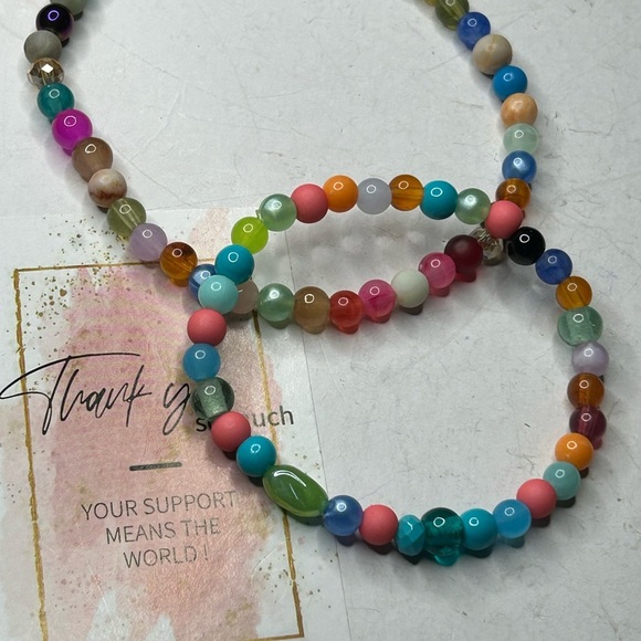 Multicolor Gemstone Bracelet and anklet Set - Picture 3 of 3